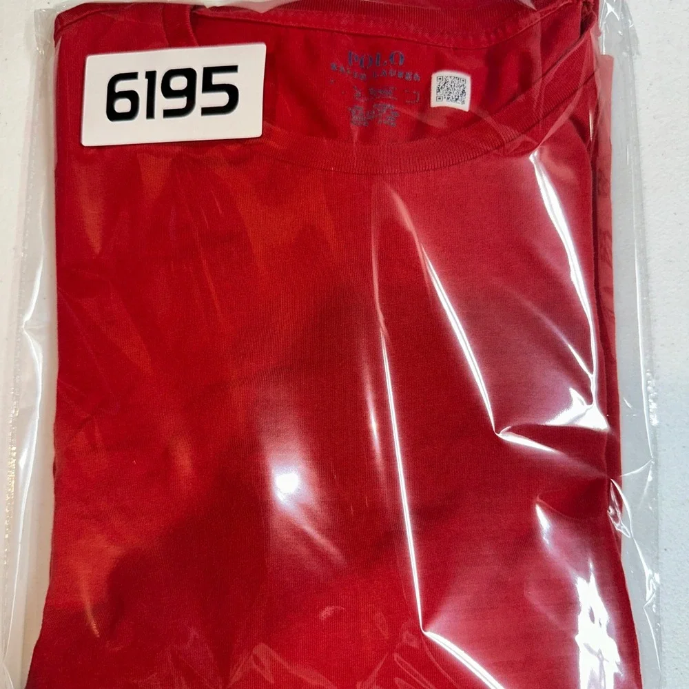 Polo Ralph Lauren Mens Long Sleeve T-Shirt Red Graphic Sleeve Logo Small